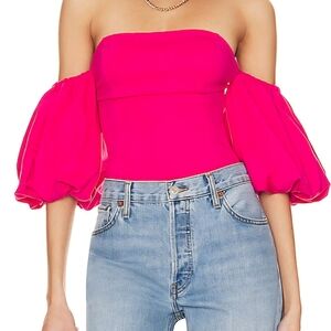 Free People Vibrant Pink Off-Shoulder Blouse